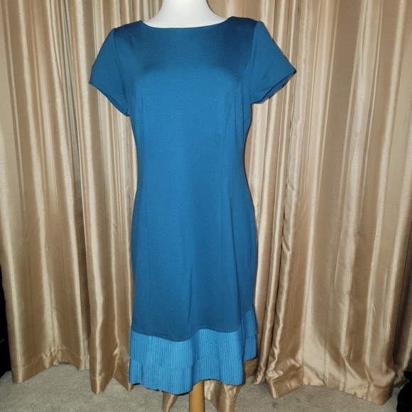 Talbots Pointe Knit Teal Dress Size 12 Petite - Picture 1 of 8